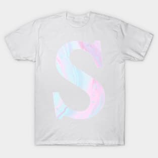 The Letter S Blue and Pink Marble T-Shirt
